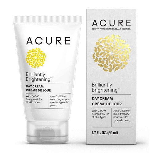 Acure Brilliantly Brightening Facial Day Cream With CoQ10 and Argan Oil for All Skin Types, 1.75 Oz